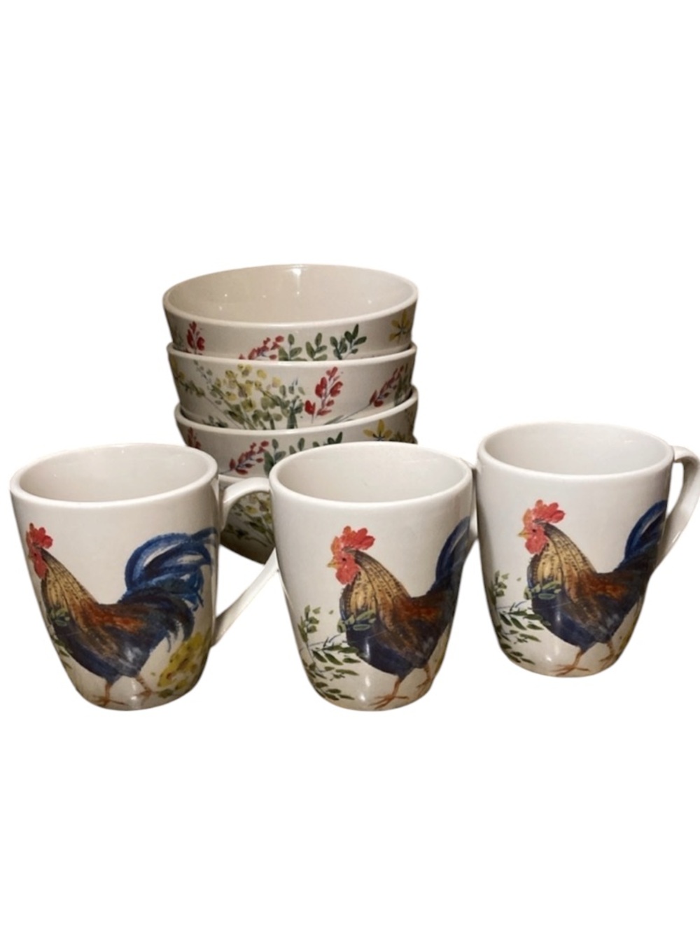 PAULA DEEN set of 3 mugs and 4 bowls in excellent condition